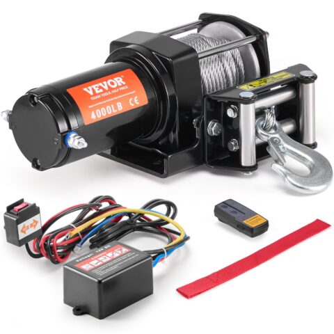 Electric Winch ATV UTV 1814.4 kg Steel Cable IP55 Waterproof Remote Control, 1814 kg