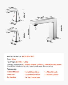 VEVOR Rooma vannisegisti, hõbe, 180×50×205 mm — pilt 7