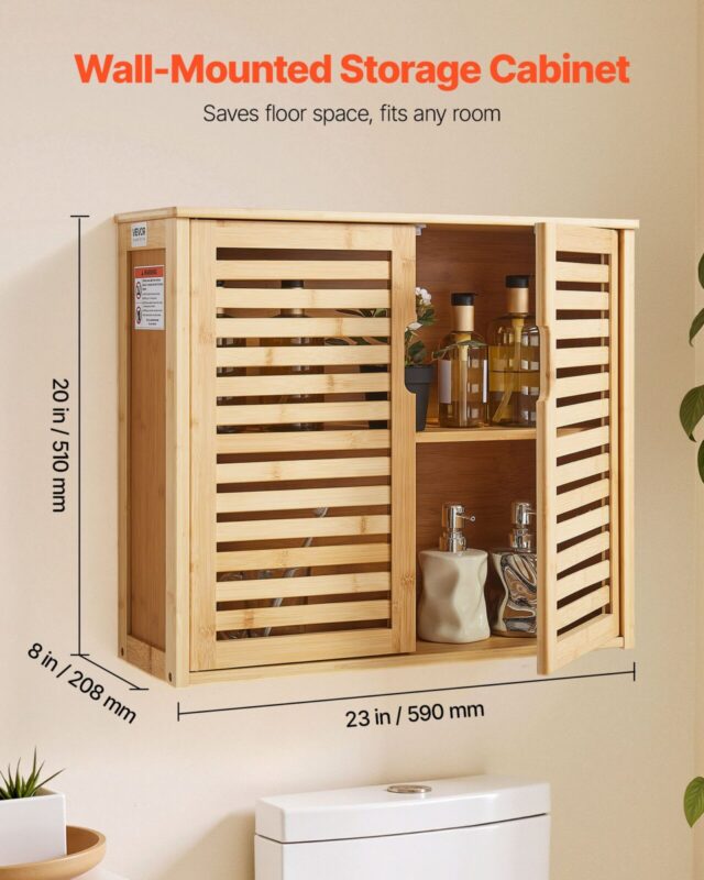 VEVOR Vannitoa seinakapp, 2 uksega, 590×208×510 mm