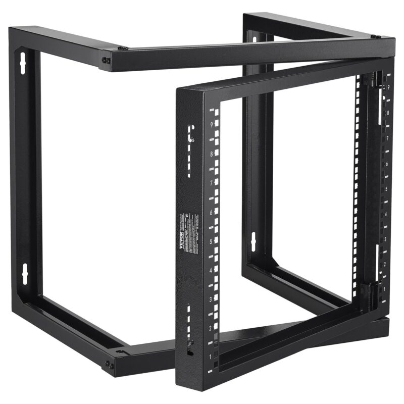 9U Wall Mount Rack 68.04 kg Open Frame Server Network Rack Black 530x450x520mm, 68,04 kg