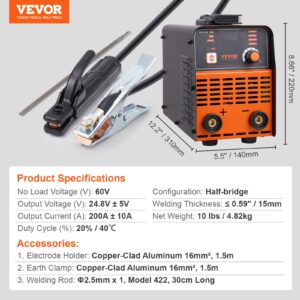 VEVOR 220V elektroodkeevitusseade, 5,08 cm, 310×140×220 mm — pilt 7