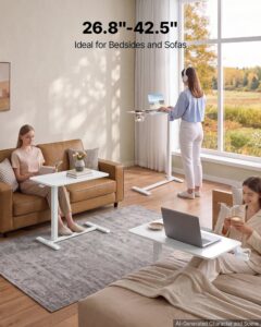 Voodi kohal olev laud 800 x 400 mm mobiilne öökapp peidetud ratastega — pilt 2