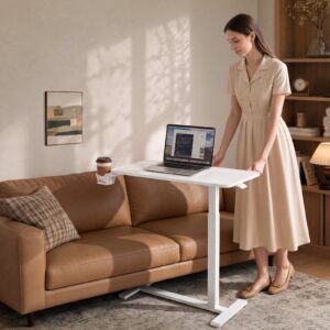 Voodi kohal olev laud 800 x 400 mm mobiilne öökapp peidetud ratastega — pilt 8