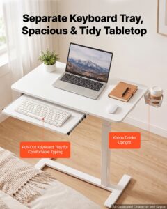 Voodi kohal olev laud 800 x 450 mm mobiilne öökapp peidetud ratastega — pilt 3