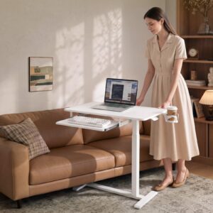 Voodi kohal olev laud 800 x 450 mm mobiilne öökapp peidetud ratastega — pilt 8
