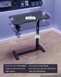 Voodi kohal olev laud 800 x 450 mm mobiilne mängulaud peidetud ratastega — pilt 7