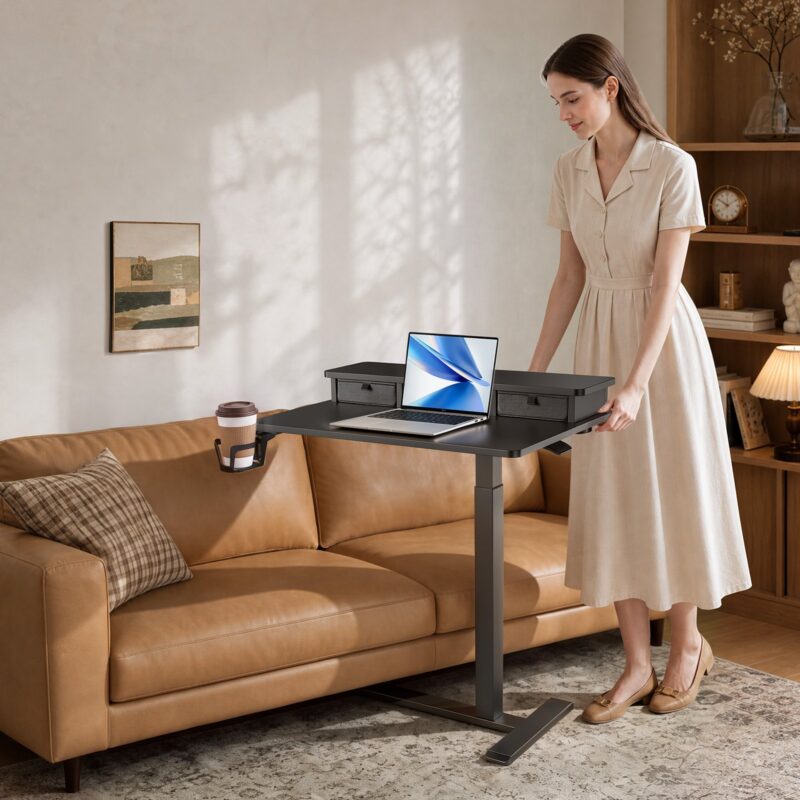 Voodi kohal olev laud 700 x 500 mm mobiilne öökapp peidetud ratastega