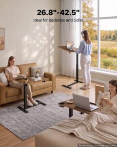 Voodi kohal olev laud 700 x 400 mm mobiilne öökapp peidetud ratastega — pilt 2