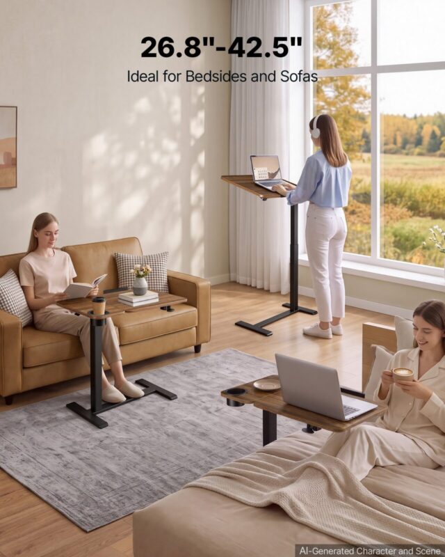 Voodi kohal olev laud 700 x 400 mm mobiilne öökapp peidetud ratastega