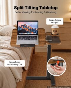 Voodi kohal olev laud 700 x 400 mm mobiilne öökapp peidetud ratastega — pilt 3