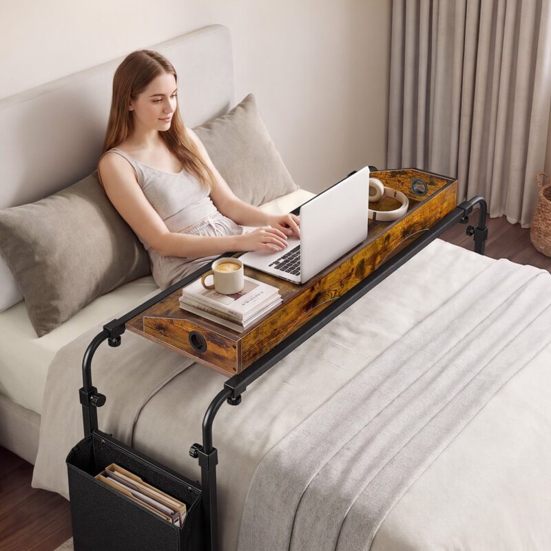 Voodi kohal asetsev laud 1060 x 360 mm mobiilne voodi kohal asetsev laud pöörlevate