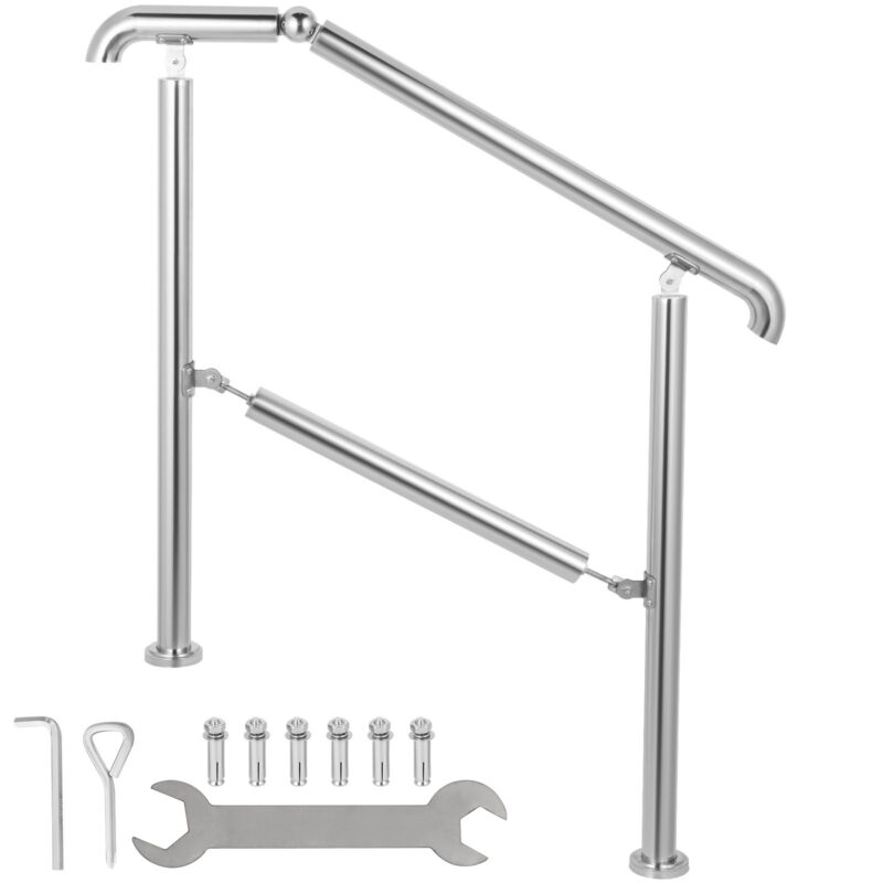 5 Step Railing Stainless Steel Transitional Handrail fit for Level Surface and 1 to