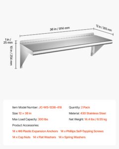 Roostevabast terasest riiul 305 x 914 mm 2 tk seinale kinnitatavat ujuvriiulit, 136 kg — pilt 7