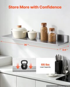 Roostevabast terasest riiul 218 x 914 mm 2 tk seinale kinnitatav ujuvriiul, 29,9 kg, 30 kg — pilt 2