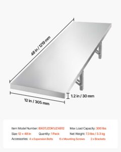 Roostevabast terasest riiul 305 x 1219 mm kokkupandav seinale kinnitatav ujuvriiul, 136 kg — pilt 7