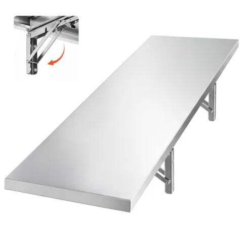 Roostevabast terasest riiul 305 x 1219 mm kokkupandav seinale kinnitatav ujuvriiul, 136 kg