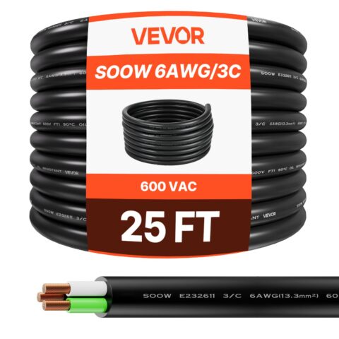 7.62 m 6AWG (16 mm²) Premium Electrical Power Cable Extension Cord Copper Wire, 7,62 m