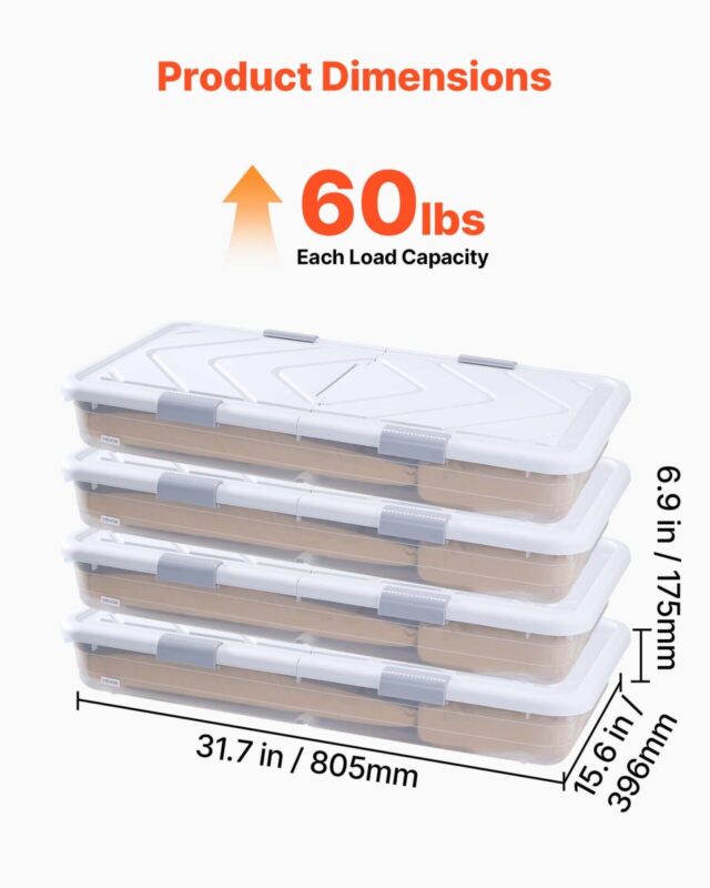 Voodialune hoiukast ratastega, 14,8 kg, 805 x 396 x 175 mm, 4 tk