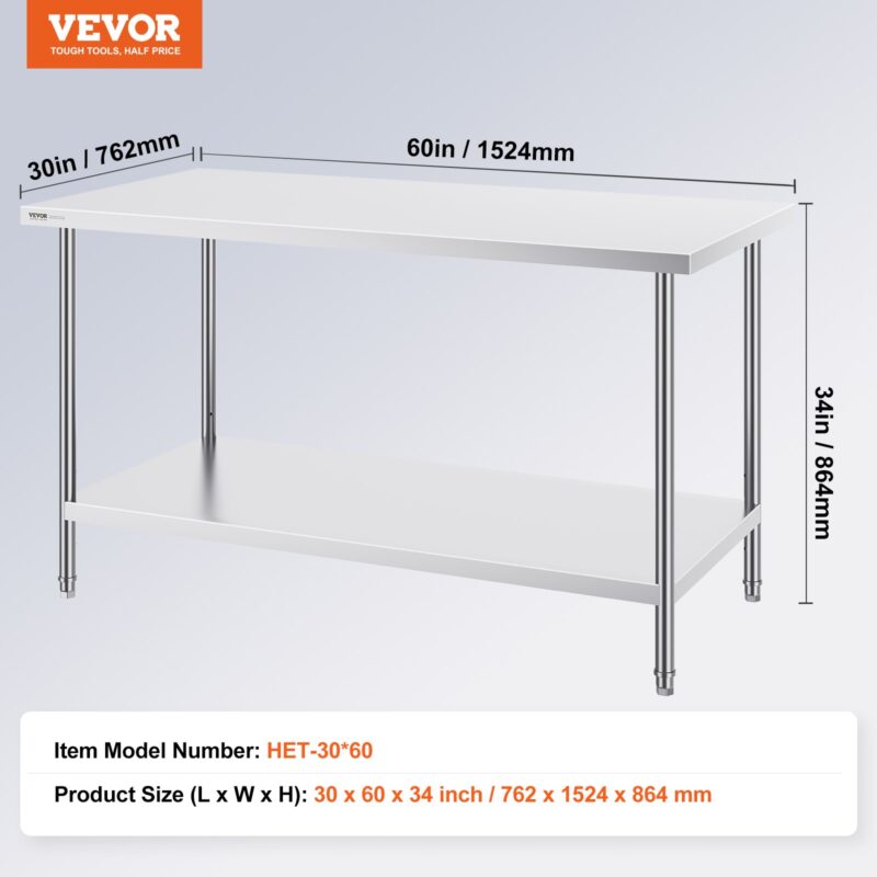 Roostevabast terasest ettevalmistuslaud, 76,2 x 152 x 86,4 cm