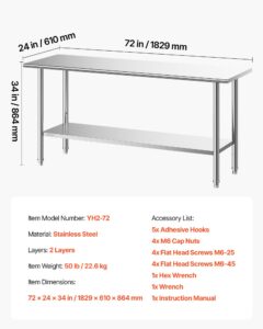 VEVOR Roostevabast terasest töölaud, 61 x 183 cm, 1829×610×864 mm — pilt 7