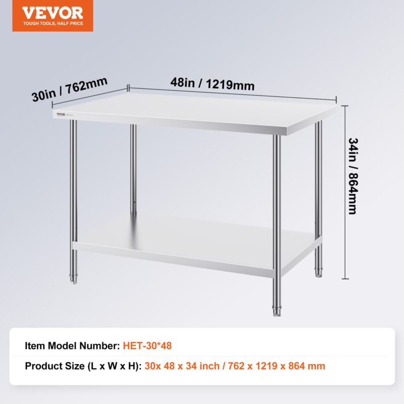 Roostevabast terasest ettevalmistuslaud, 76,2 x 122 x 86,4 cm
