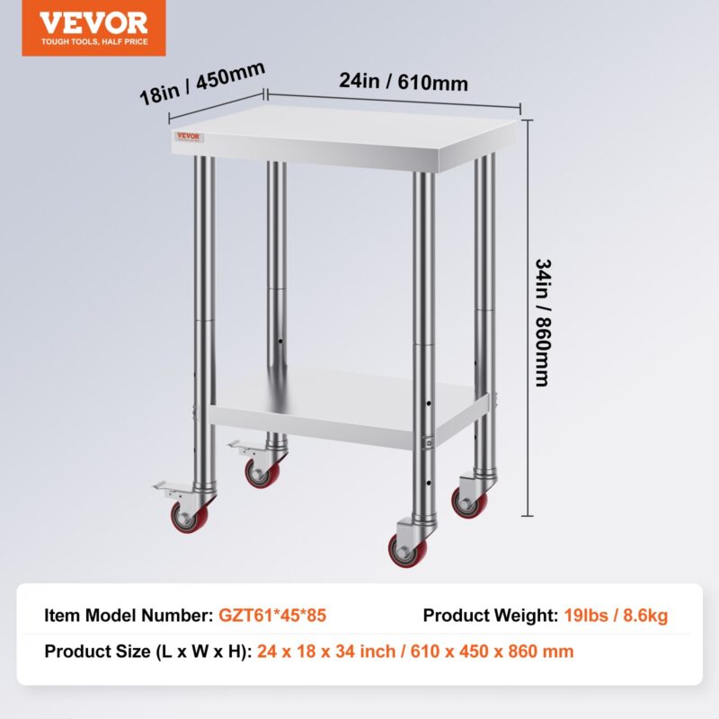 Roostevabast terasest töölaud 61,0 x 45,7 x 86,4 cm, 318 kg
