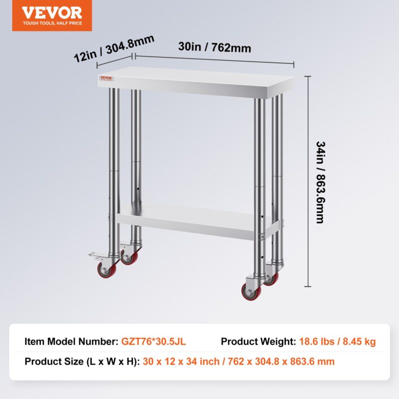 Roostevabast terasest töölaud 76,2 x 30,5 x 86,4 cm, 318 kg