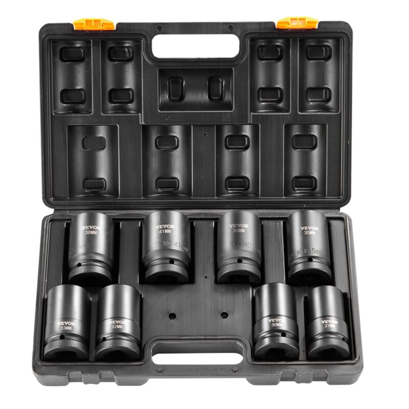 Impact Sockets Set 8pcs 6-Point 2.5 cm Drive Bit Ratchet Tool Kit Case, 8 tk, 2,5 cm