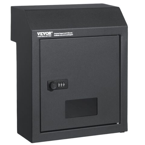 Through The Door Key Drop Box Mailbox with Combination Lock Dark Gray