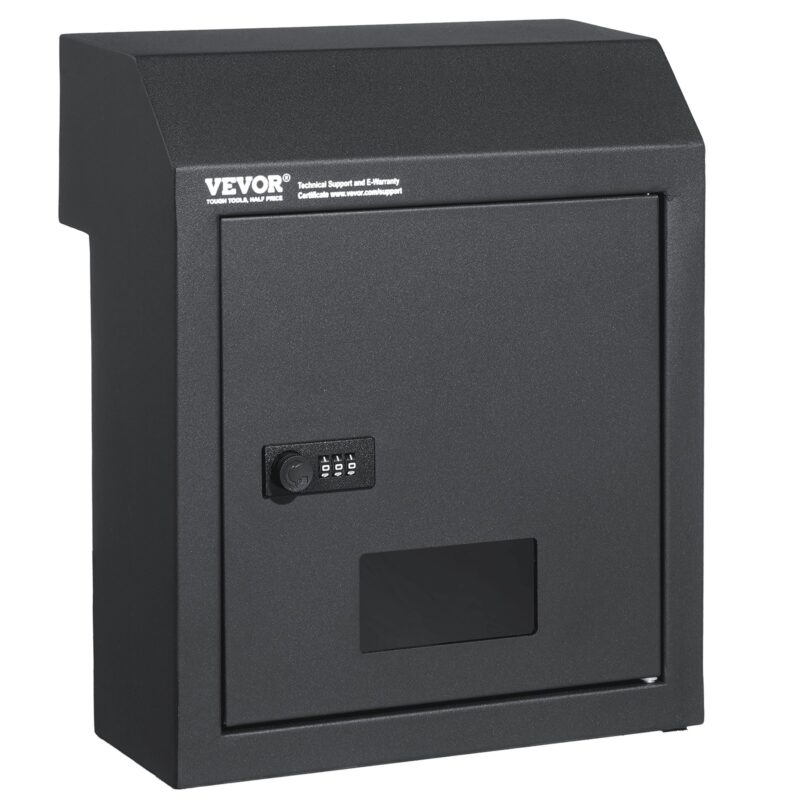 Through The Door Key Drop Box Mailbox with Combination Lock Dark Gray