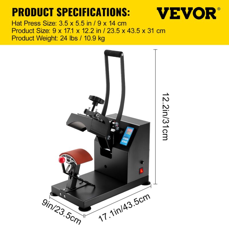 Mütsi kuumpress 14,0 x 8,89 cm kuumpress 600W professionaalne mütsi kuumpress mütside ja