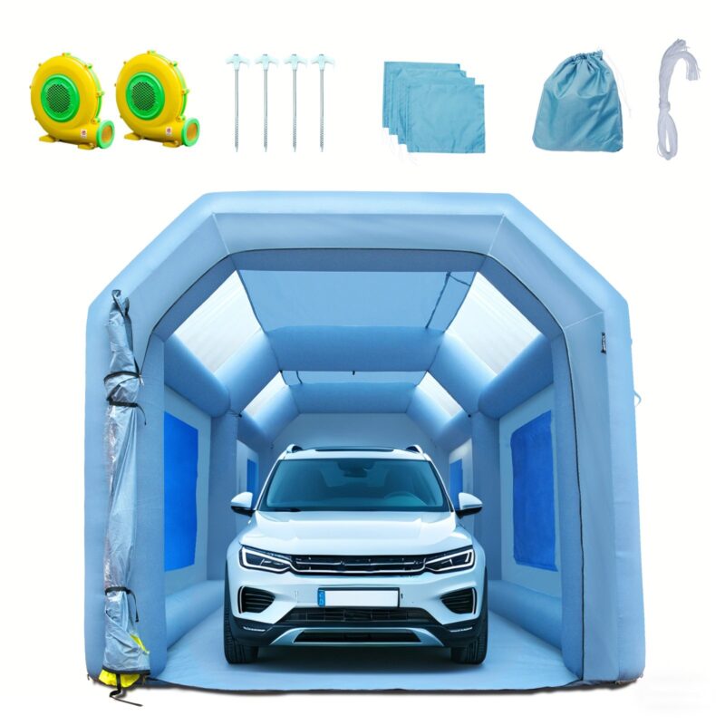 Inflatable Spray Booth Car Paint Tent 610 cm x 305 cm x 244 cm Filter System 2 Blowers