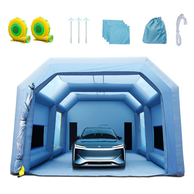 Inflatable Spray Booth Car Paint Tent 10 x 6 x 4 m Filter System 2 Blowers