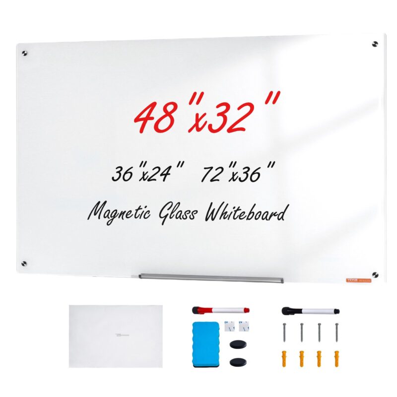 Magnetic Glass Whiteboard, 1200 x 800 mm, 122 x 81,3 cm