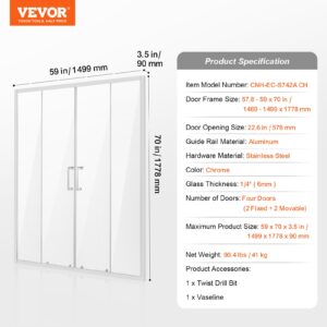 VEVOR Poolraamita dušiuks, 150 cm, 6 mm, 1499×1778×90 mm — pilt 7