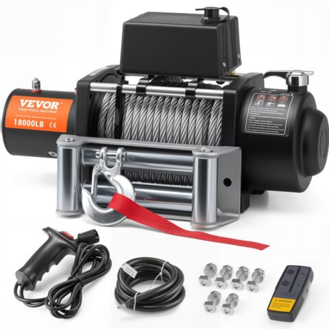 Electric Winch Truck 8,164.7 kg Steel Cable IP65 Waterproof Remote Control, 8165 kg