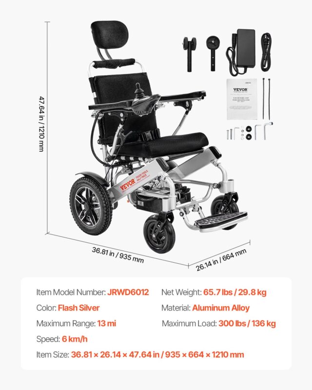 VEVOR Elektriline ratastool täiskasvanutele, 136 kg, flash