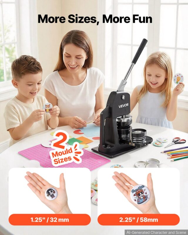 VEVOR Nööbivalmistusmasin, 5,71 cm, 500 tk, 9,8 kg