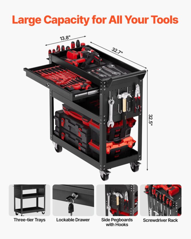4-astmeline tööriistakäru ratastega, 160 kg, 159 kg, 4 tasandit