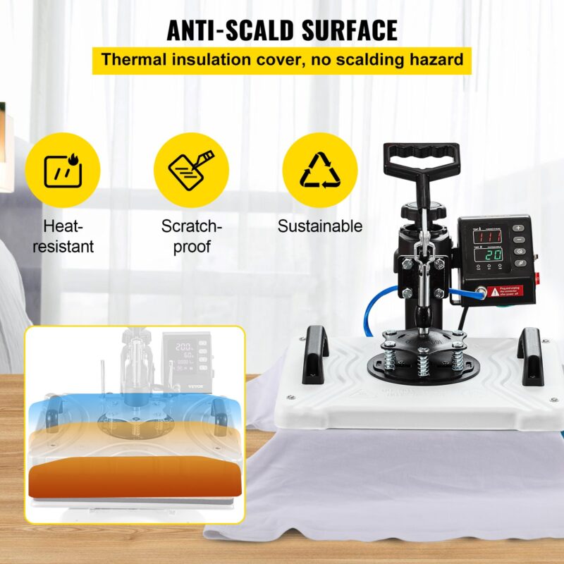 Kuumpress 30,5x38,1 cm 10-ühes kuumpress 1000W kuumpress 360° pöörlemise ja eemale