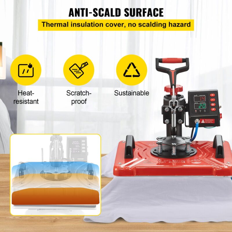 Kuumpress 30,5x38,1 cm 10-ühes kuumpress 1000W kuumpress 360° pöörlemise ja eemale