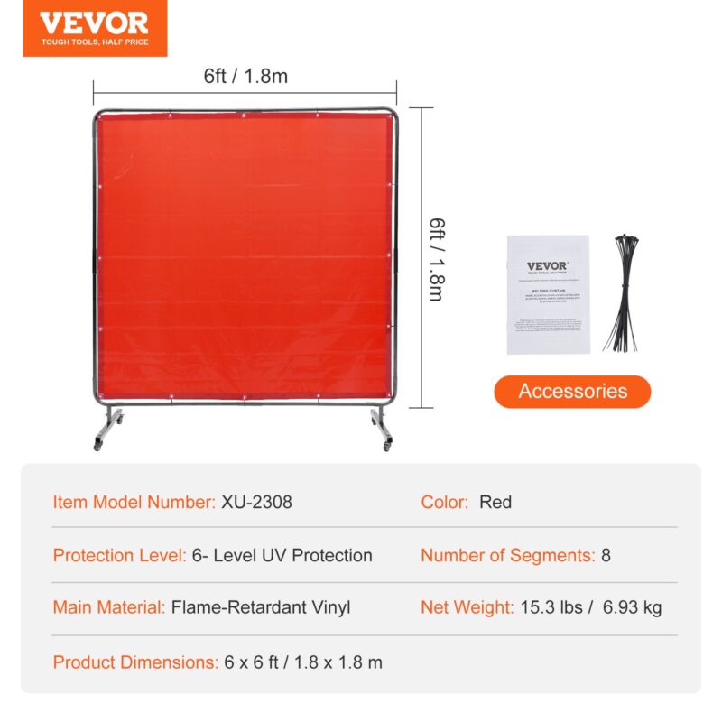 VEVOR Keevituskraan raamiga, 1,8 x 1,8 m, punane, 93 kg