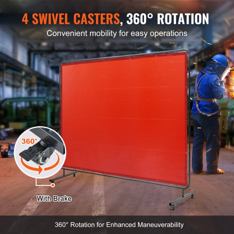 VEVOR Keevitusekraani raamiga, 1,83 x 2,44 m, punane