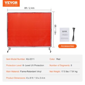 VEVOR Keevitusekraani raamiga, 1,83 x 2,44 m, punane — pilt 7