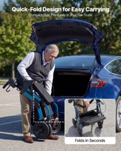 VEVOR 5.08 cm-1 rullkõnni- ja transporditool eakatele, 136 kg, 5,08 cm, sinine — pilt 4