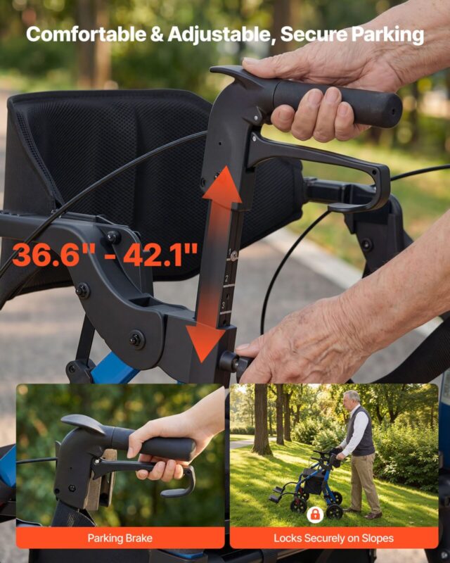 VEVOR 5.08 cm-1 rullkõnni- ja transporditool eakatele, 136 kg, 5,08 cm, sinine