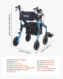 VEVOR 5.08 cm-1 rullkõnni- ja transporditool eakatele, 136 kg, 5,08 cm, sinine — pilt 7