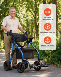 VEVOR 5.08 cm-1 rullkõnni- ja transporditool eakatele, 136 kg, 5,08 cm, sinine — pilt 8