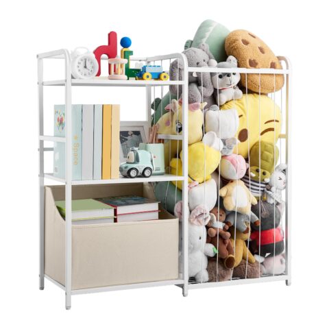 Kids Bookshelf and Stuffed Animal Storage, 846 x 300 x 820 mm, 2 tasandit