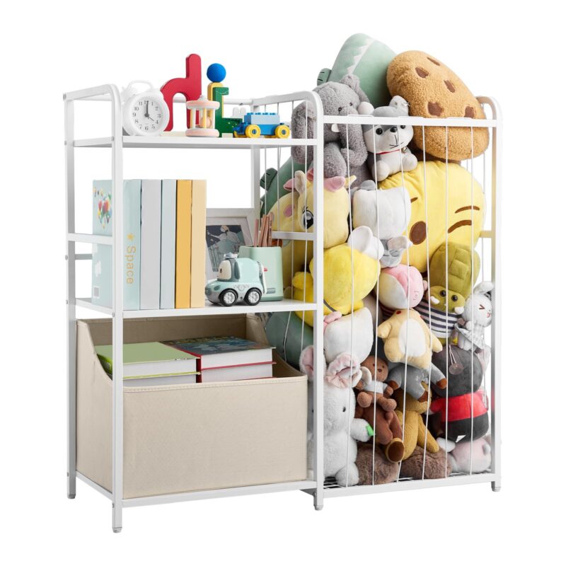 Kids Bookshelf and Stuffed Animal Storage, 846 x 300 x 820 mm, 2 tasandit
